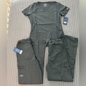 Cherokee Pewter Gray Scrubs-top and bottoms